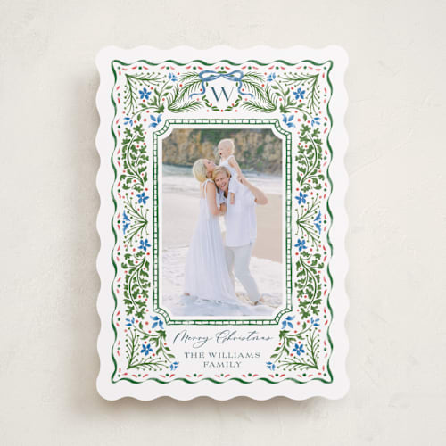 This is a holly holiday photo cards with standard by Paper Sun Studio called vintage christmas printing on recycled smooth signature in standard