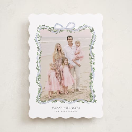 This is a juniper holiday photo cards with standard by Itsy Belle Studio called ribbonly frame printing on recycled smooth signature in standard