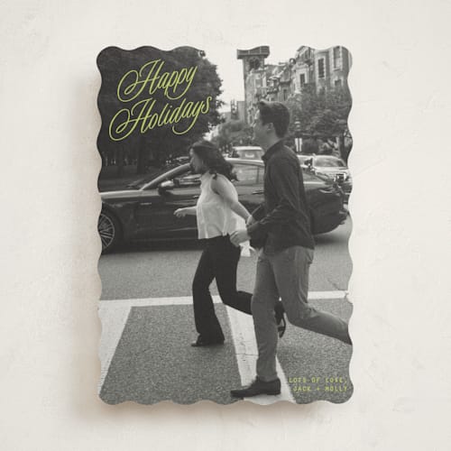 This is a mistletoe glow holiday photo cards with standard by JoAnn Jinks called neon vintage printing on recycled smooth signature in standard