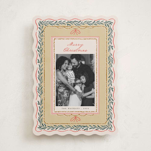This is a citrus holiday photo cards with standard by Leia Matt called rustic romance printing on recycled smooth signature in standard