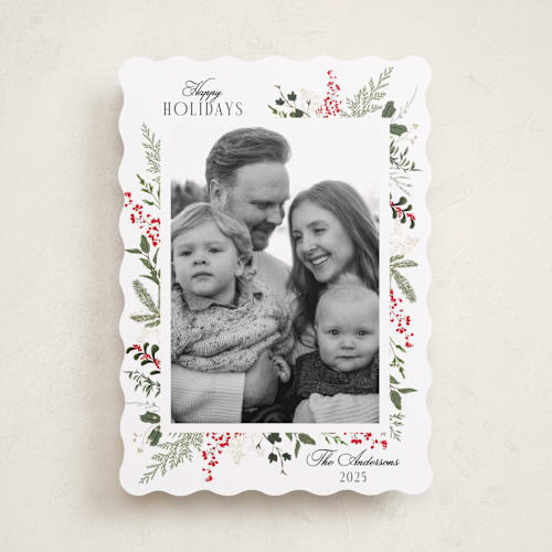 This is a candy cane holiday photo cards with standard by Susan Moyal called always merry printing on recycled smooth signature in standard