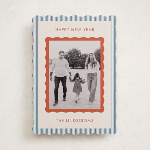 This is a beach holiday photo cards with standard by Kelly Schmidt called wavy edge printing on recycled smooth signature in standard