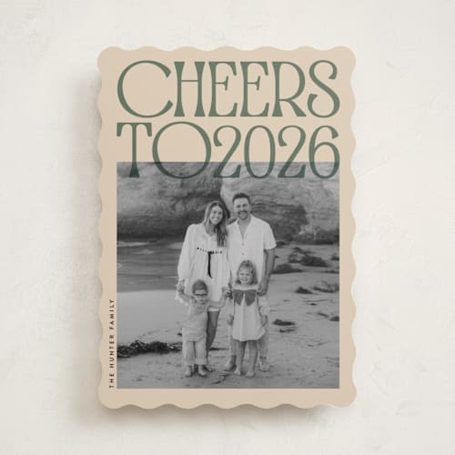 This is a sage holiday photo cards with standard by JeAnna Casper called bold printing on recycled smooth signature in standard