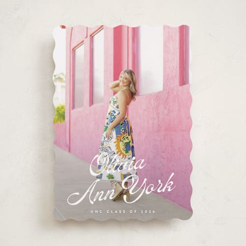 This is a diamond graduation announcements with standard by Julie Ley called modern retro printing on recycled smooth signature in standard