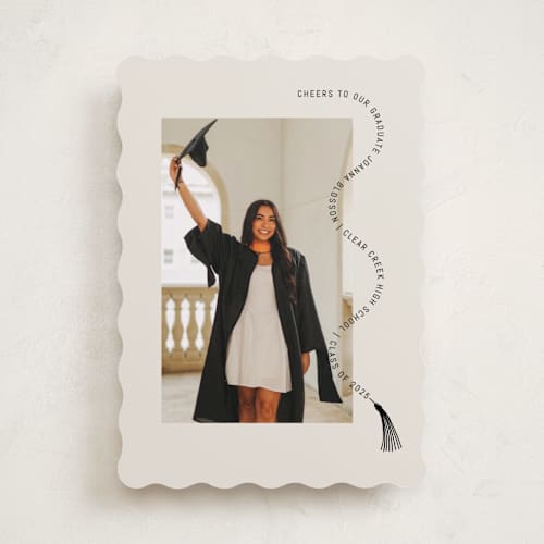 This is a nero graduation announcements with standard by Pati Cascino called celebra printing on recycled smooth signature in standard