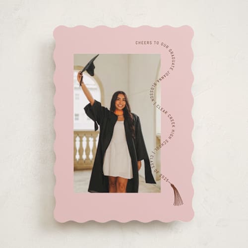 This is a petal graduation announcements with standard by Pati Cascino called celebra printing on recycled smooth signature in standard