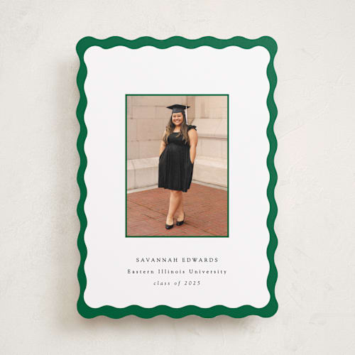 This is a forest graduation announcements with standard by Baumbirdy called decorative frame printing on recycled smooth signature in standard