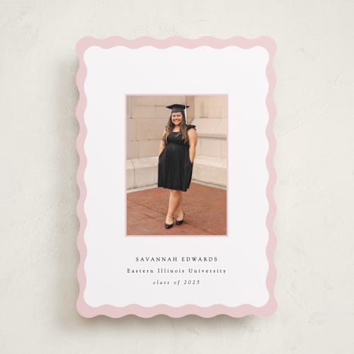 This is a petal graduation announcements with standard by Baumbirdy called decorative frame printing on recycled smooth signature in standard