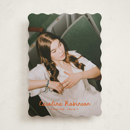 This is a mango graduation announcements with standard by Gwen Bedat called the edge printing on recycled smooth signature in standard