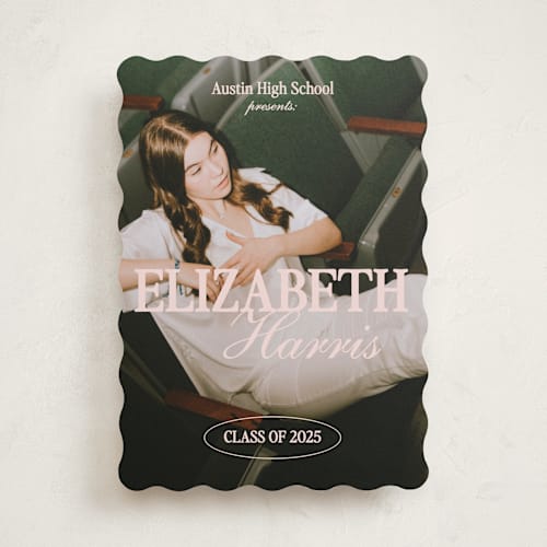 This is a blush graduation announcements with standard by Helena Vitto called good times co. printing on recycled smooth signature in standard