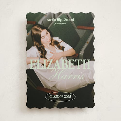 This is a matcha graduation announcements with standard by Helena Vitto called good times co. printing on recycled smooth signature in standard