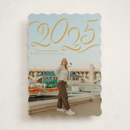 This is a sunflower graduation announcements with standard by Lea Delaveris called ribbon printing on recycled smooth signature in standard