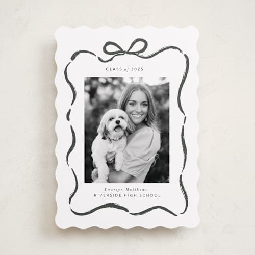 This is a onyx graduation announcements with standard by Itsy Belle Studio called ribbon frame printing on recycled smooth signature in standard