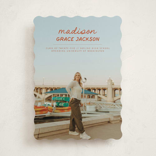 This is a marmalade graduation announcements with standard by Stephanie Heinrich Godbout called handwritten stack printing on recycled smooth signature in standard