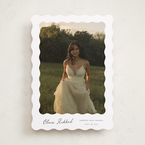 This is a charcoal graduation announcements with standard by Sara Hicks Malone called r e f l e c t i o n printing on recycled smooth signature in standard