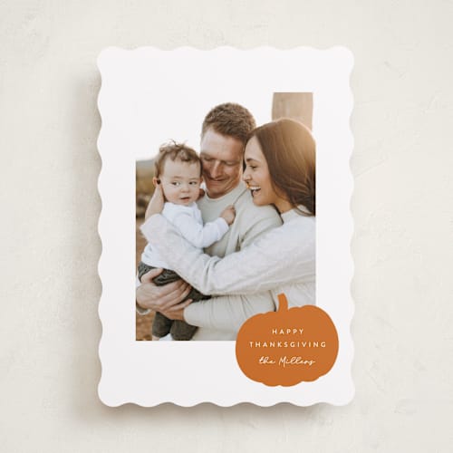 This is a meringue pie thanksgiving cards invitations with standard by Yuliya Evseeva called pumpkin printing on recycled smooth signature in standard