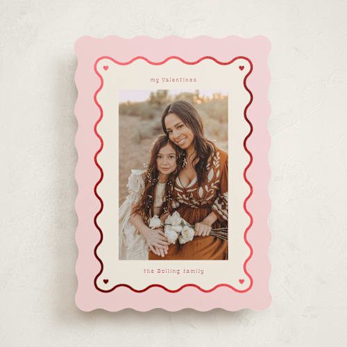 This is a ballet slipper foil stamped valentine cards with foil pressed by Baumbirdy called wavy border printing on recycled smooth signature in standard