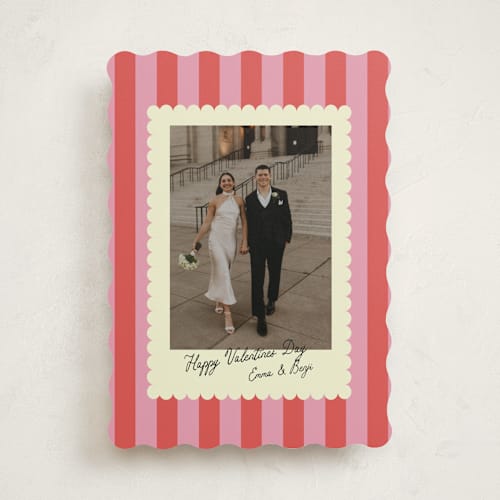 This is a raspberry valentines day with standard by Helena Vitto called nice stripes printing on recycled smooth signature in standard