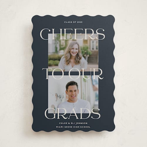 This is a nightsky graduation announcements with standard by Pati Cascino called double the cheers printing on recycled smooth signature in standard