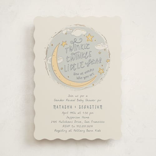 This is a happy foil stamped baby shower invitations with foil pressed by letterfix called twinkle printing on signature in standard