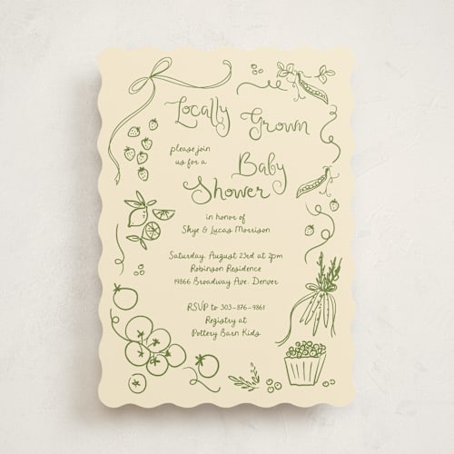 This is a lemon baby shower invitations with standard by Jenna Holcomb called locally grown sketch printing on signature in standard