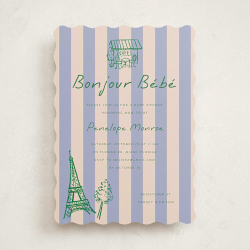 This is a violette baby shower invitations with standard by Vera Lim called parisian cafe printing on signature in standard