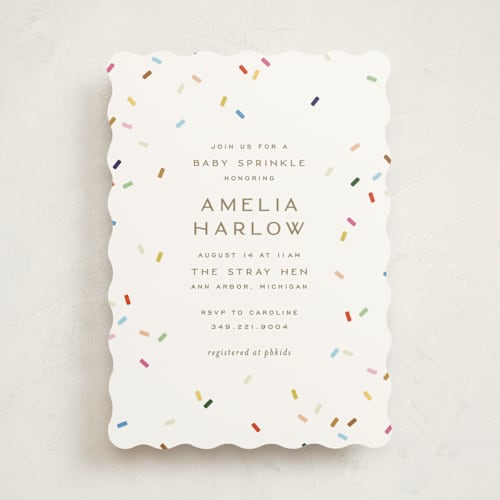 This is a cloud baby shower invitations with standard by Ellen Schlegelmilch called tiny bold sprinkles printing on signature in standard