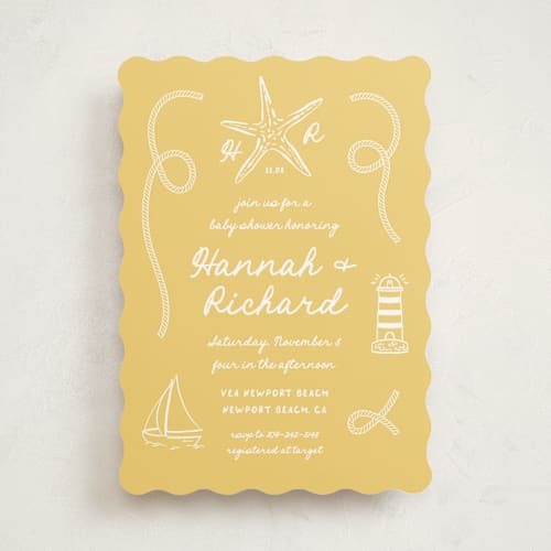 This is a lemon baby shower invitations with standard by Claudia Orengo called nautical celebration printing on signature in standard