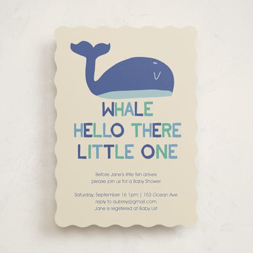 This is a sea baby shower invitations with standard by Harriet Richter called whale hello printing on signature in standard