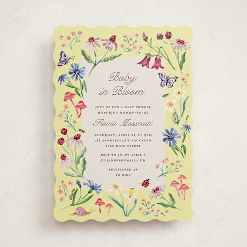 This is a citrus baby shower invitations with standard by Pati Cascino called blooming garden printing on signature in standard