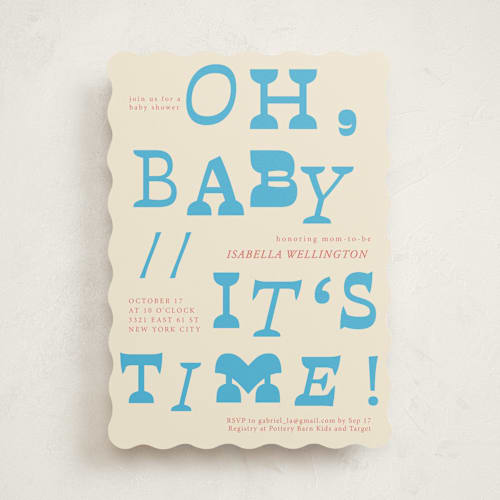 This is a blueberry baby shower invitations with standard by Kartika Paramita called oh baby it's time printing on signature in standard