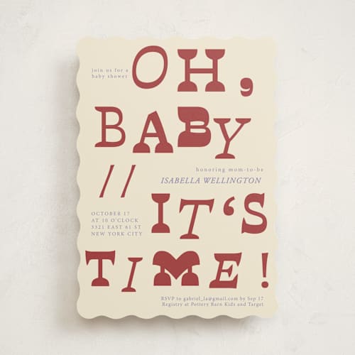 This is a cinnamon baby shower invitations with standard by Kartika Paramita called oh baby it's time printing on signature in standard