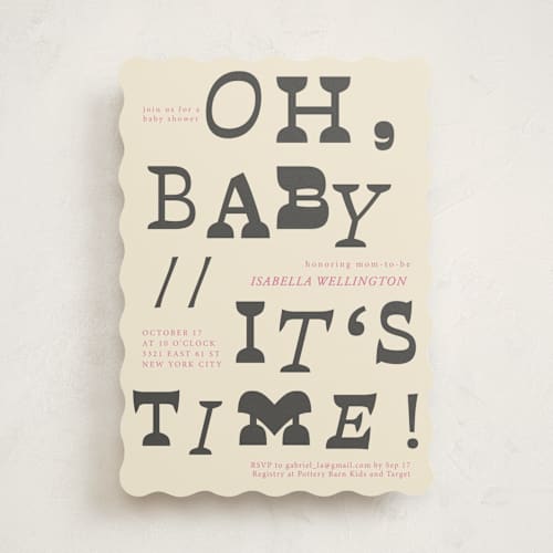 This is a slate baby shower invitations with standard by Kartika Paramita called oh baby it's time printing on signature in standard