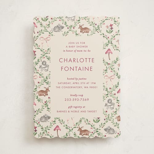 This is a mulberry baby shower invitations with standard by Sarah Knight called trellis printing on signature in standard