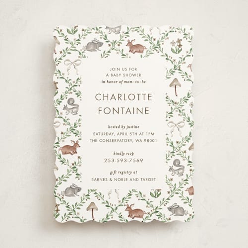 This is a mushroom baby shower invitations with standard by Sarah Knight called trellis printing on signature in standard