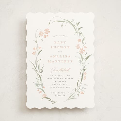 This is a sweet pea baby shower invitations with standard by Erin L. Wilson called lottie printing on signature in standard