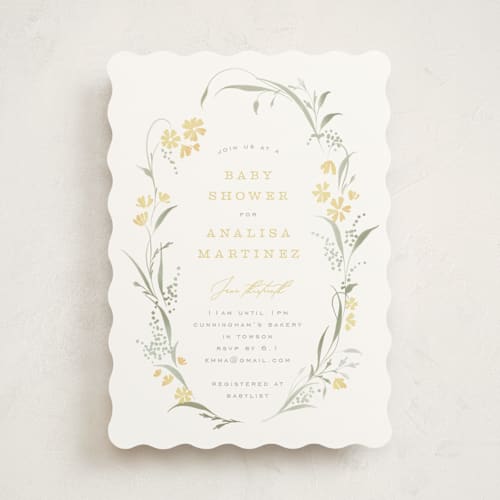 This is a buttercup baby shower invitations with standard by Erin L. Wilson called lottie printing on signature in standard