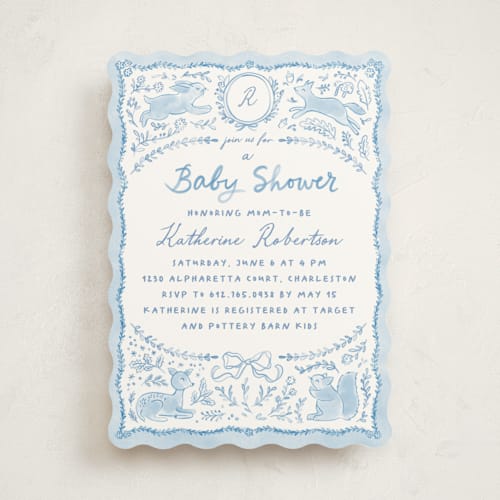This is a sky baby shower invitations with standard by Creo Study called folk woodland printing on signature in standard