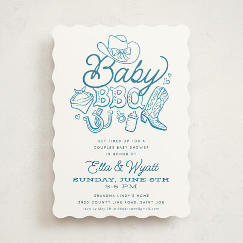 This is a blueberry baby shower invitations with standard by Jessie Steury called cute country bbq printing on signature in standard