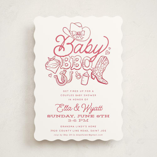 This is a bubblegum baby shower invitations with standard by Jessie Steury called cute country bbq printing on signature in standard