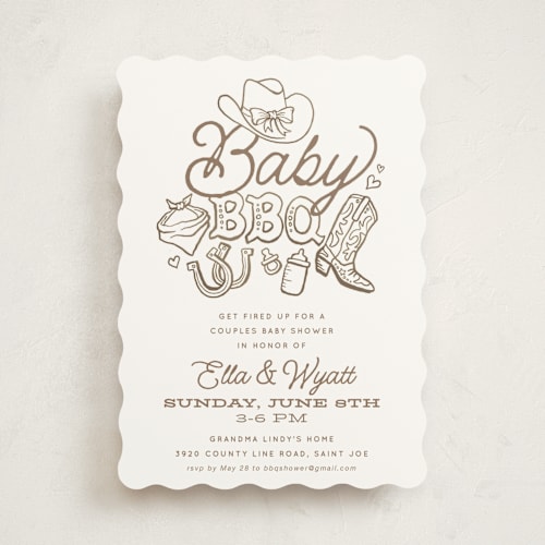 This is a cocoa baby shower invitations with standard by Jessie Steury called cute country bbq printing on signature in standard
