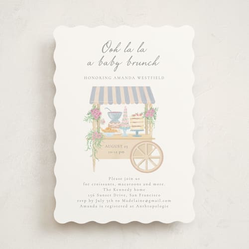 This is a blueberry baby shower invitations with standard by frau brandt called french style printing on signature in standard