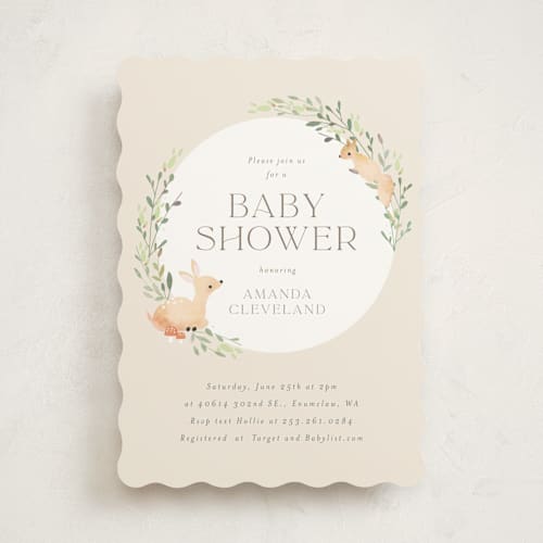 This is a greige baby shower invitations with standard by Itsy Belle Studio called woodland printing on signature in standard