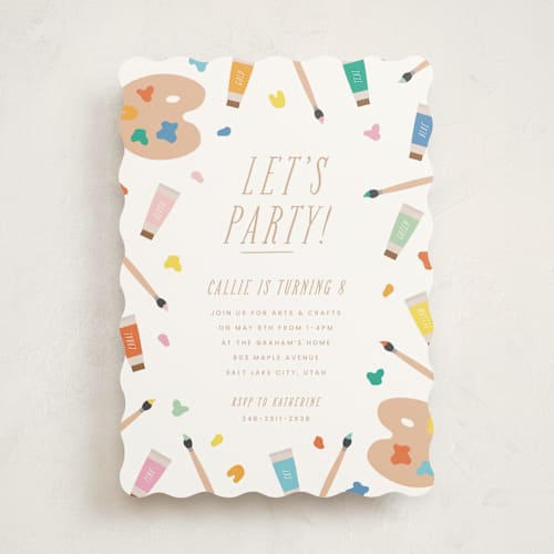 This is a frost kids birthday invitations with standard by Ellen Schlegelmilch called let's party! printing on signature in standard