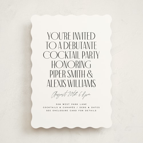 This is a lily debutante party invitations with standard by Owl and Toad called personality printing on signature in standard
