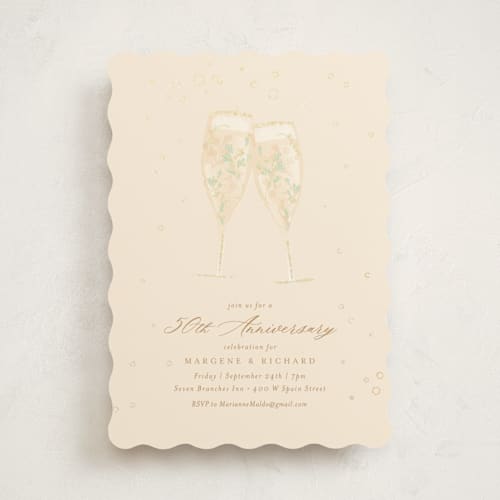 This is a bubbly holiday party invitations with foil pressed by Kamala Nahas called champagne toast printing on signature in standard