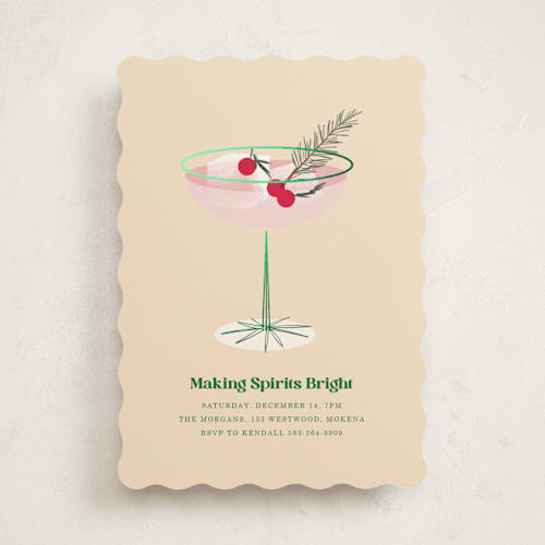 This is a champagne holiday party invitations with foil pressed by Baumbirdy called holiday cocktail printing on signature in standard