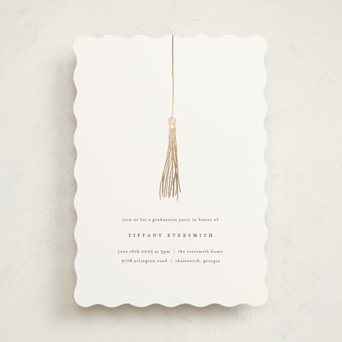 This is a pearl graduation invitations with foil pressed by Katy Shen called turning the tassel printing on signature in standard