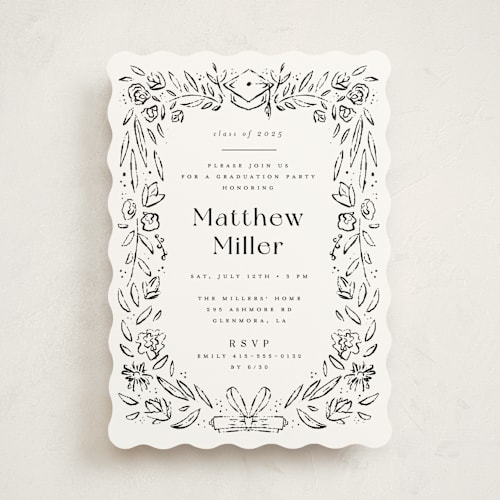 This is a ink graduation invitations with standard by Darryl Don Doctor called hand-drawn grad frame printing on signature in standard