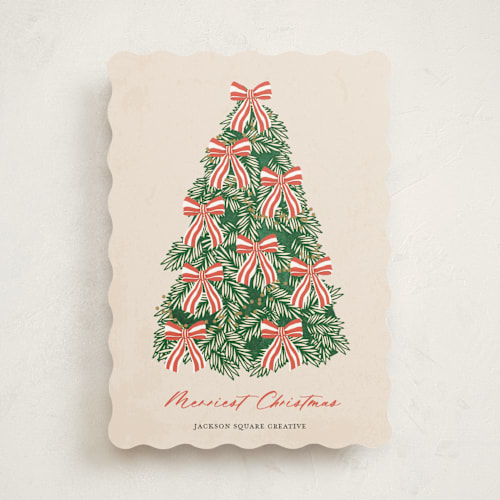 This is a saffron business holiday cards with standard by Sherley Ferreira called oh christmas tree printing on signature in standard
